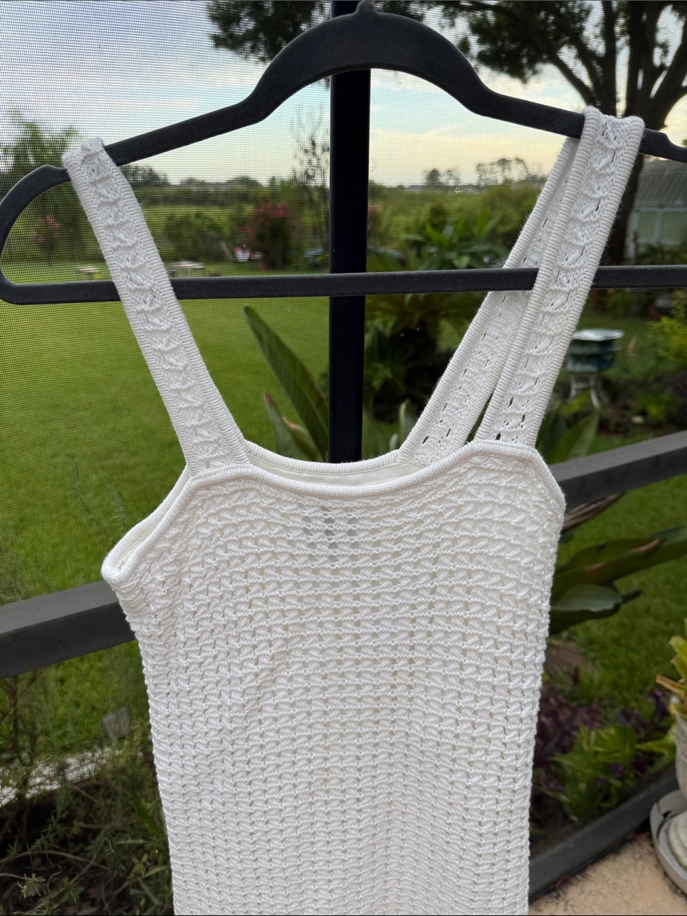 GAP form fitted White Crochet Tank Swim Coverup dress